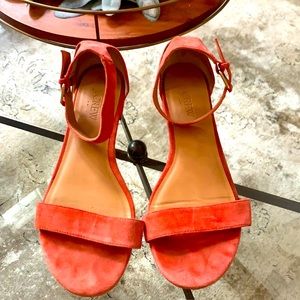 Coral colored sandals from J. Crew